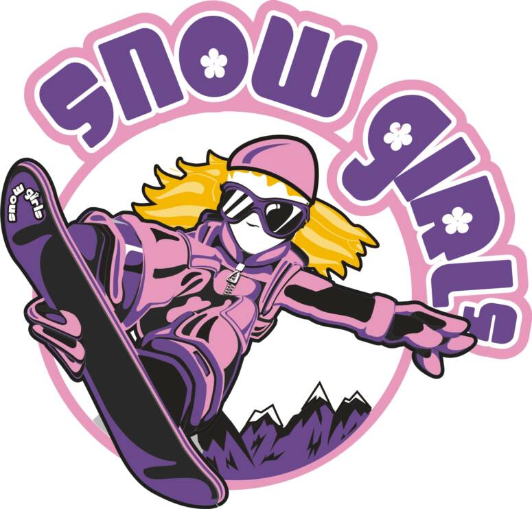 check out our snowgirl snowboarding logo